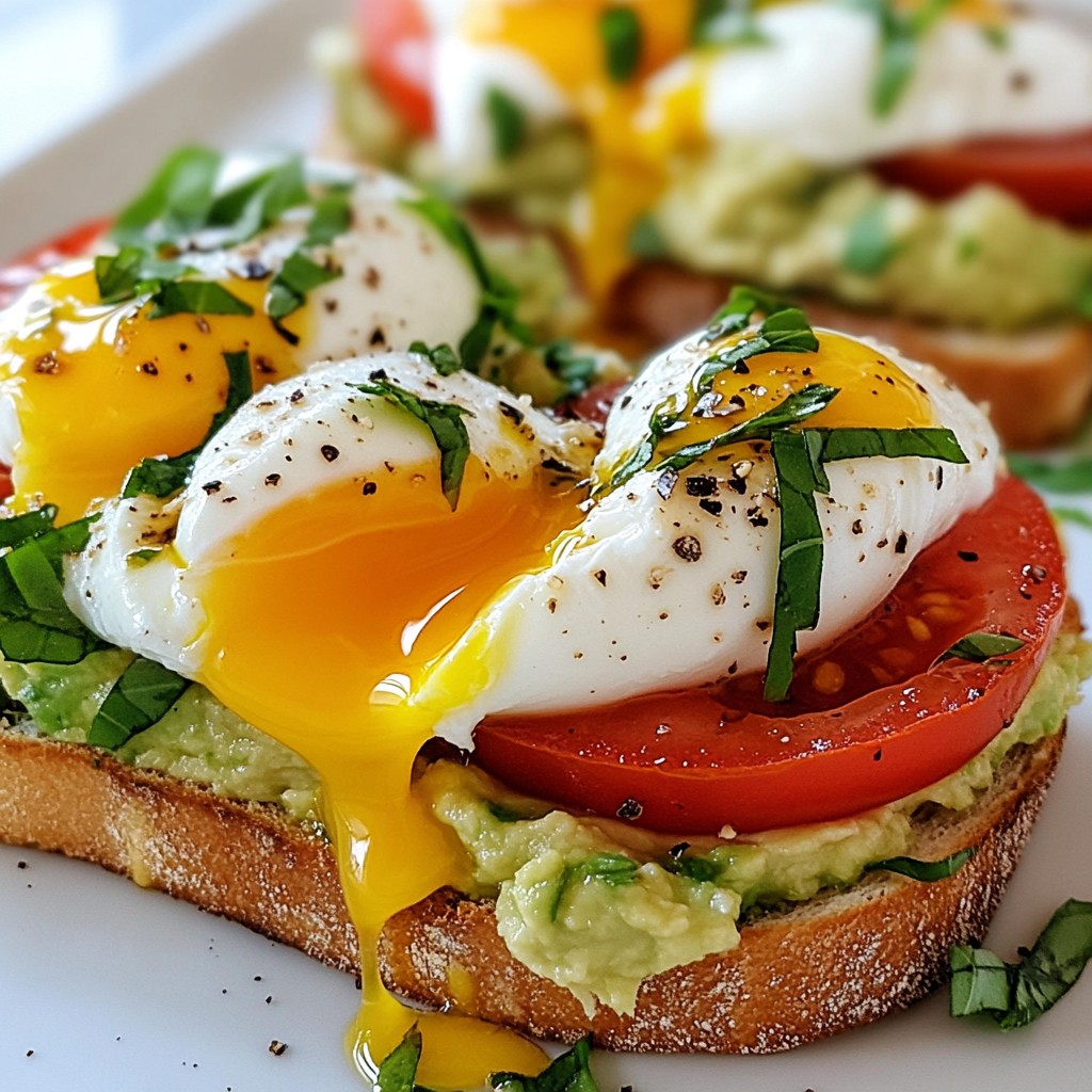 Brunch Caprese Avocado Toast with Poached Eggs Delight