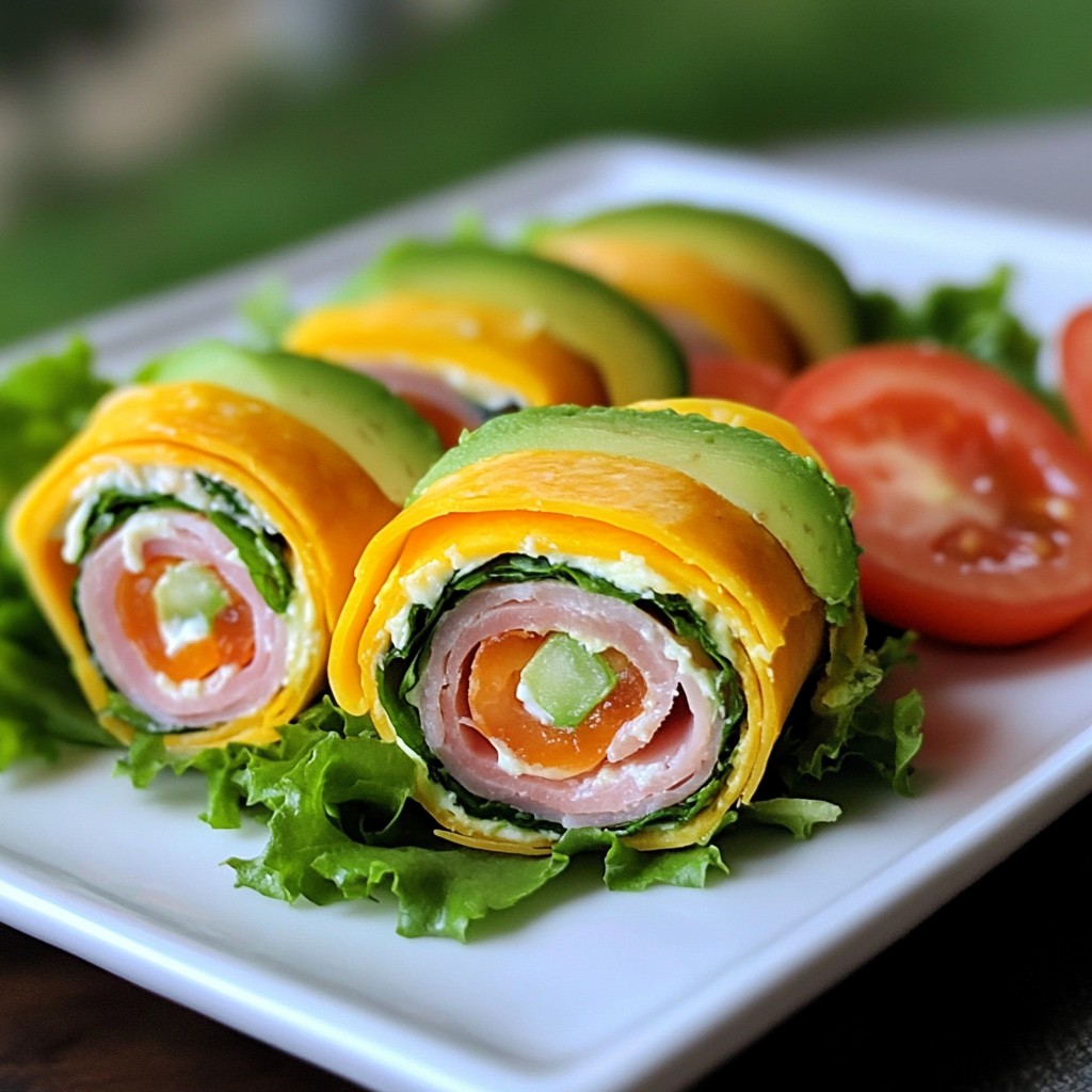 Quick Breakfast Avocado and Turkey Ham Roll-Ups Delight