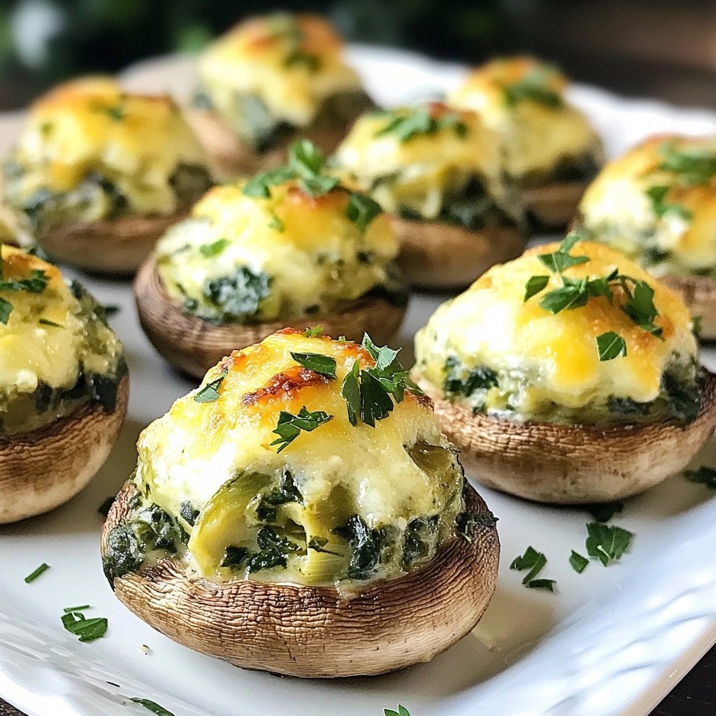 Savory Brunch Spinach and Artichoke Stuffed Mushrooms