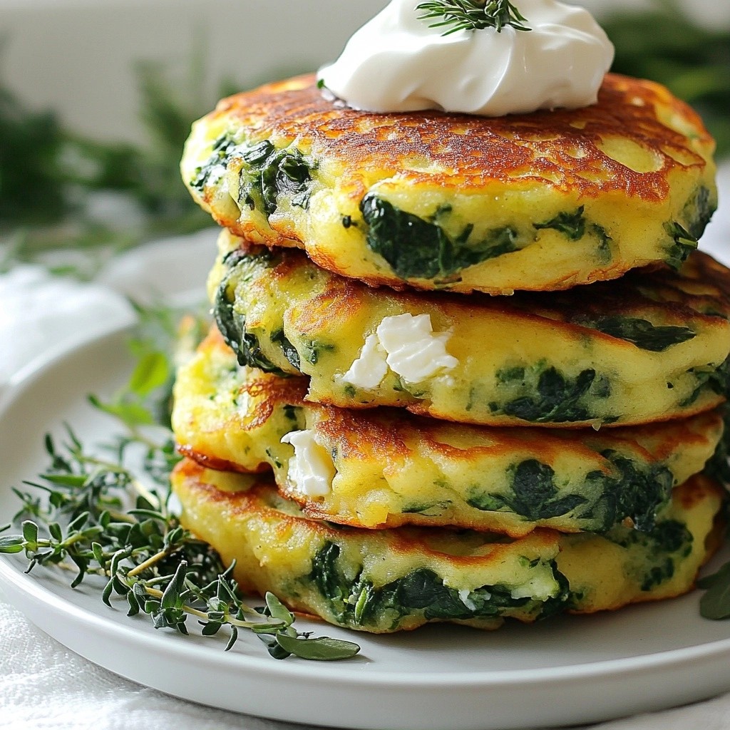 Savory pancakes with Spinach and Cheese Delight
