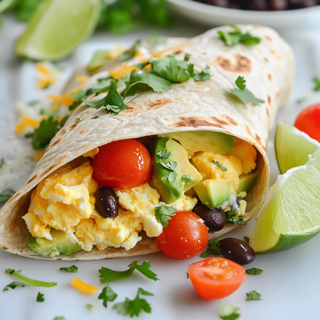 Protein Breakfast Egg and Avocado Burritos Delight