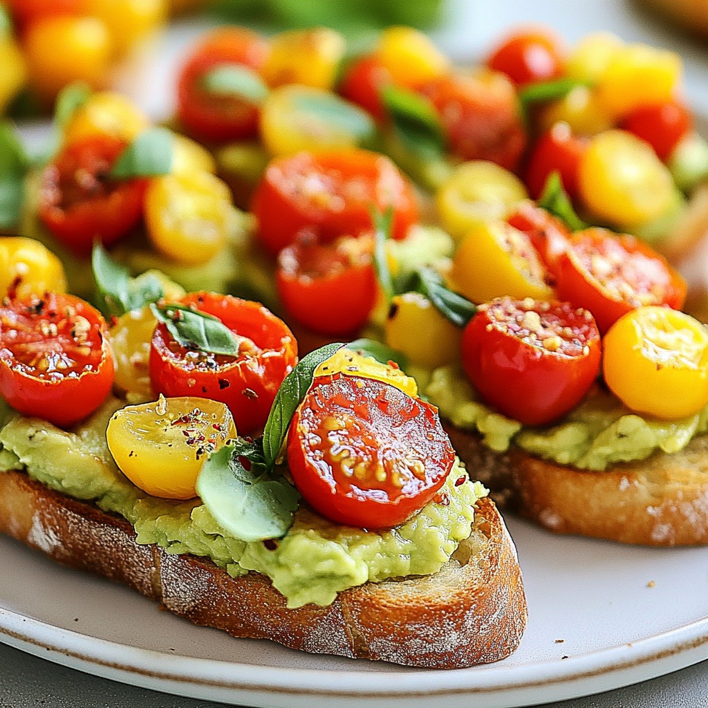 Quick Breakfast Avocado and Tomato Bruschetta Delight