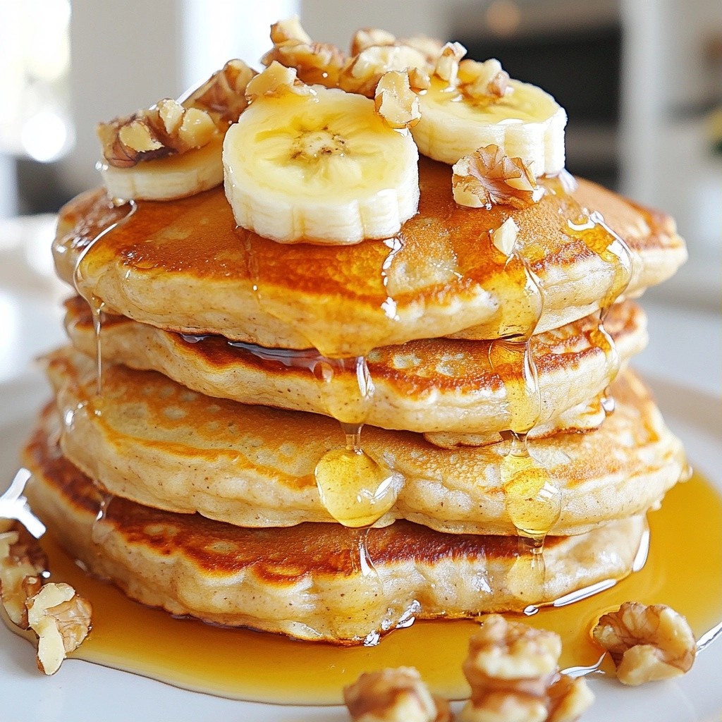 Fluffy Banana Nut Pancakes with Honey Drizzle Treat