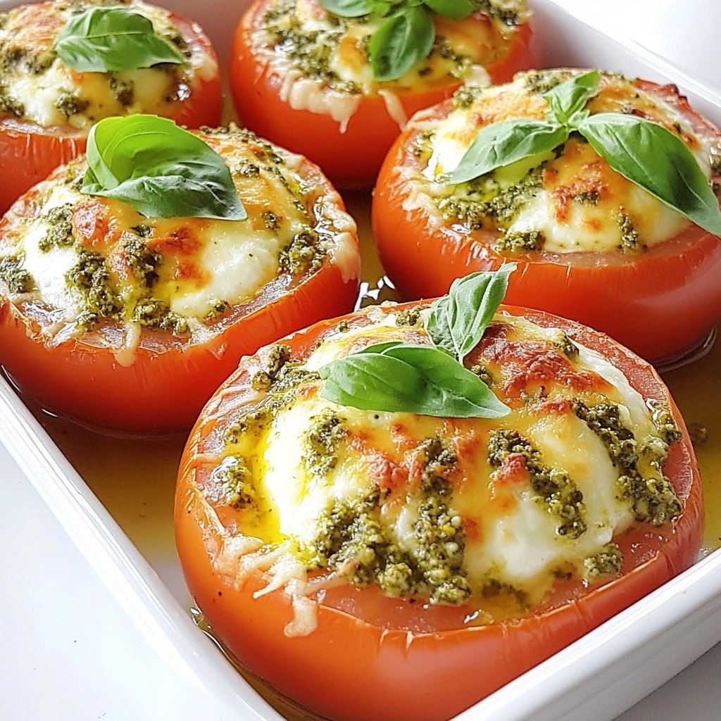 Brunch Pesto and Cheese Stuffed Tomatoes Delight