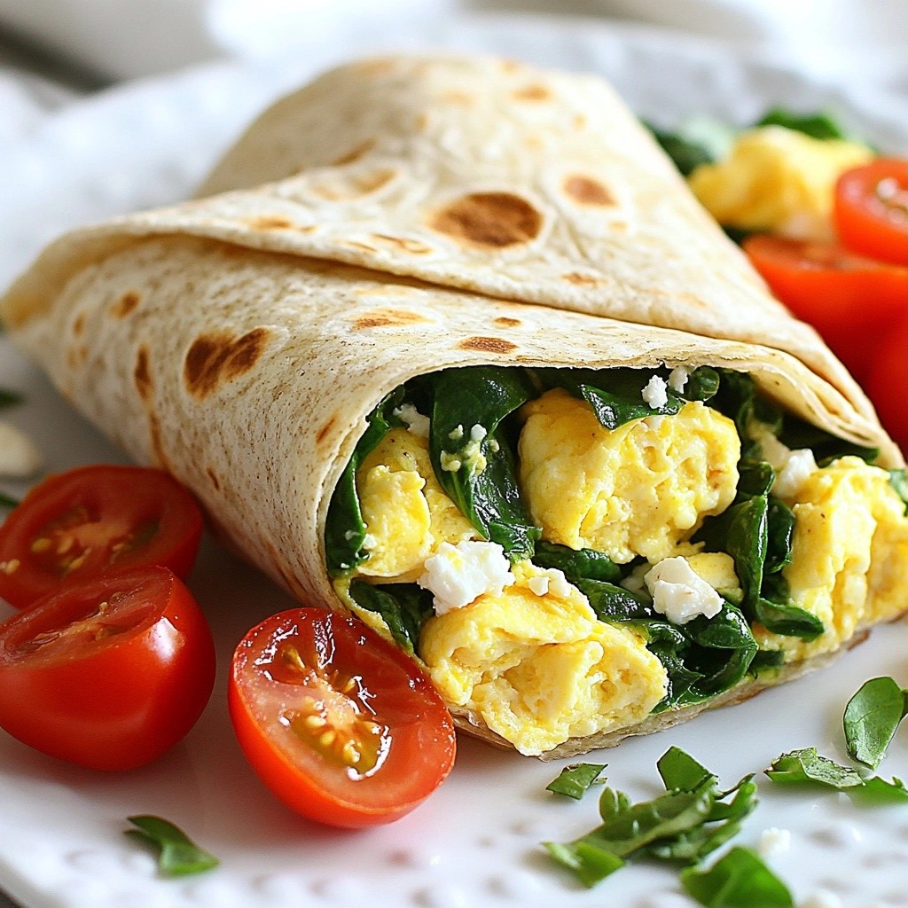 Protein Breakfast Egg, Spinach, and Feta Wrap Delight