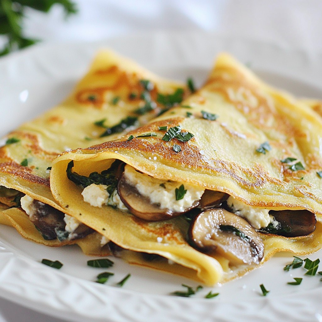 Brunch Creamy Mushroom and Spinach Crepes Delight