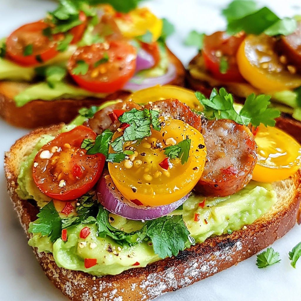 Savory Brunch Avocado Toast with Chicken Sausage Recipe