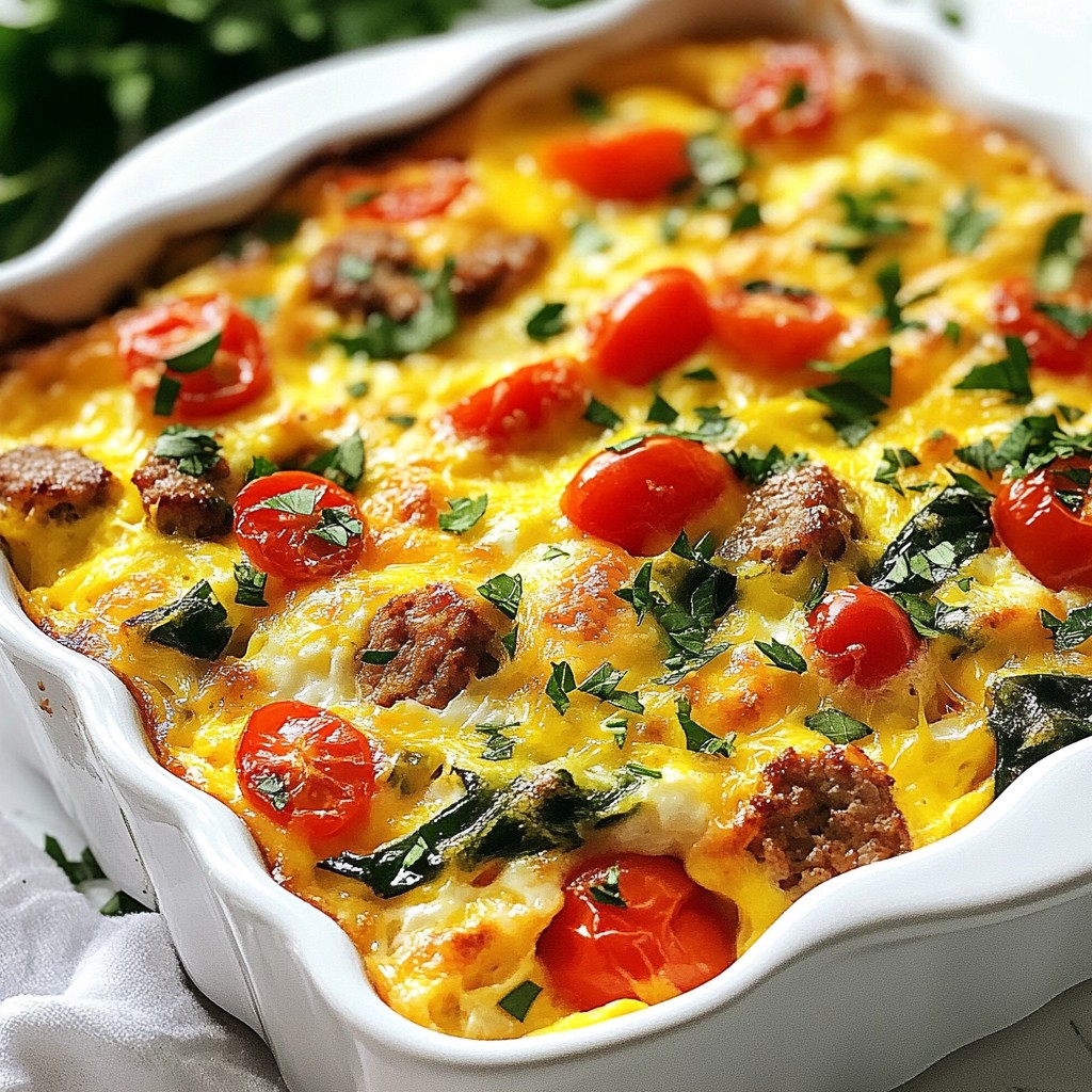 Protein Breakfast Veggie and Cheese Egg Casserole Delight
