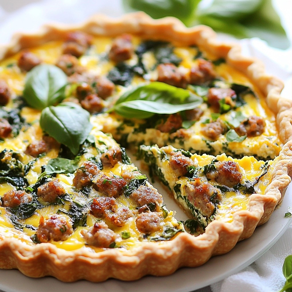 Brunch Herb-Infused Turkey Sausage and Cheese Quiche