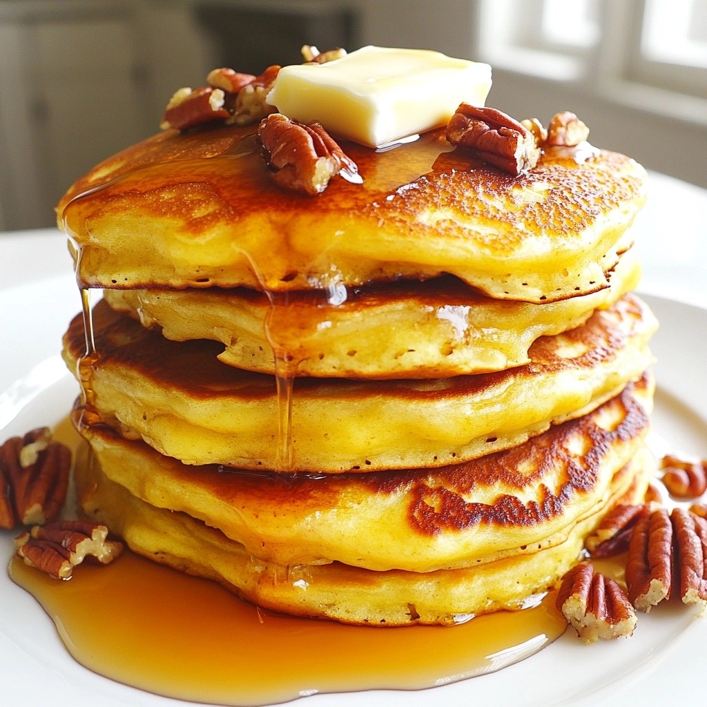Fluffy Pancakes with Maple Syrup and Pecans Delight