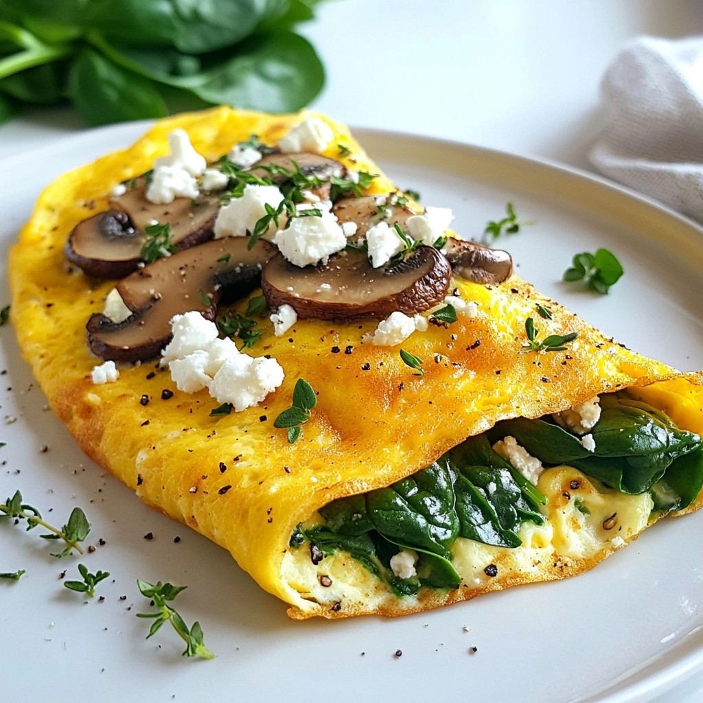 Protein Breakfast Mushroom and Spinach Omelette Recipe