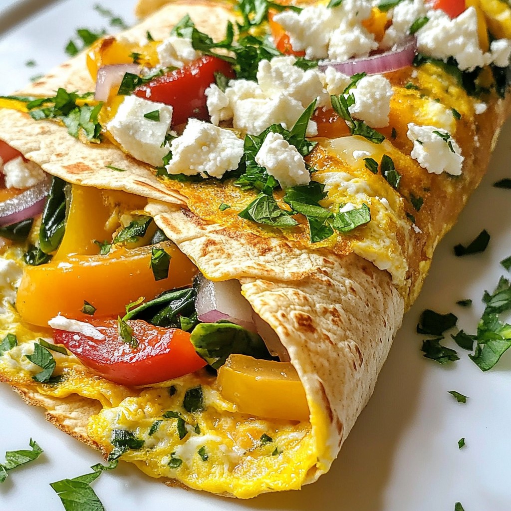 Quick Breakfast Veggie and Feta Omelette Wraps Delight
