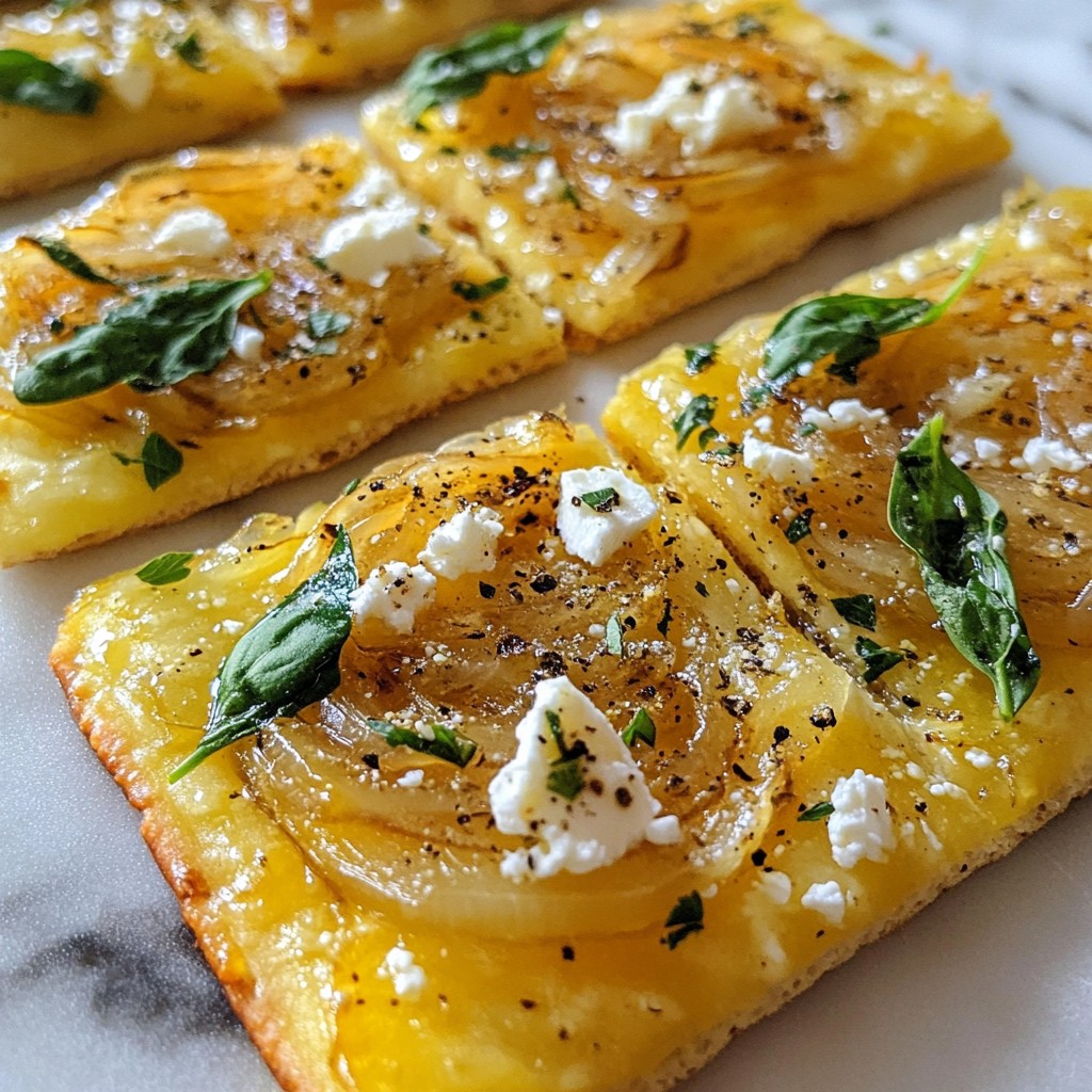 Savoury brunch Caramelized Onion Feta Flatbread Delight