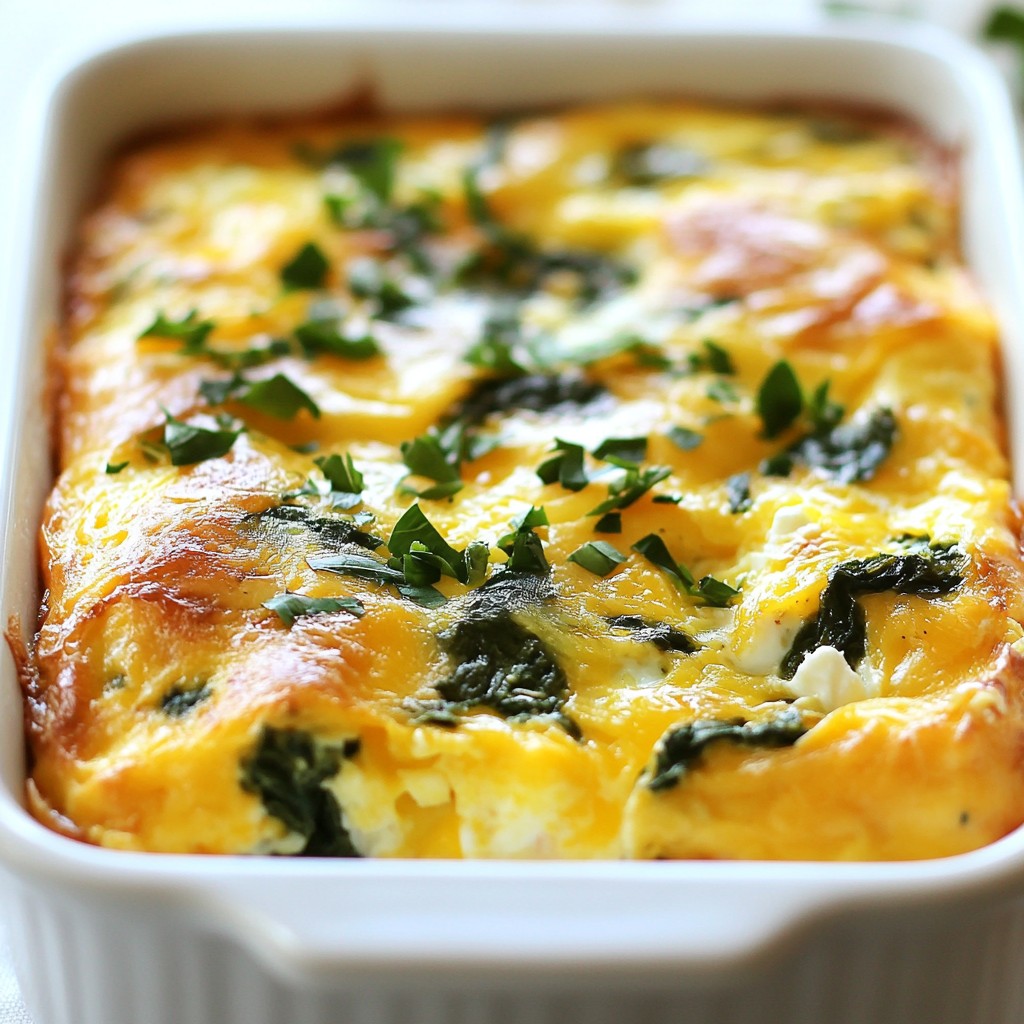 Make-ahead Savory Cheese and Spinach Breakfast Casserole
