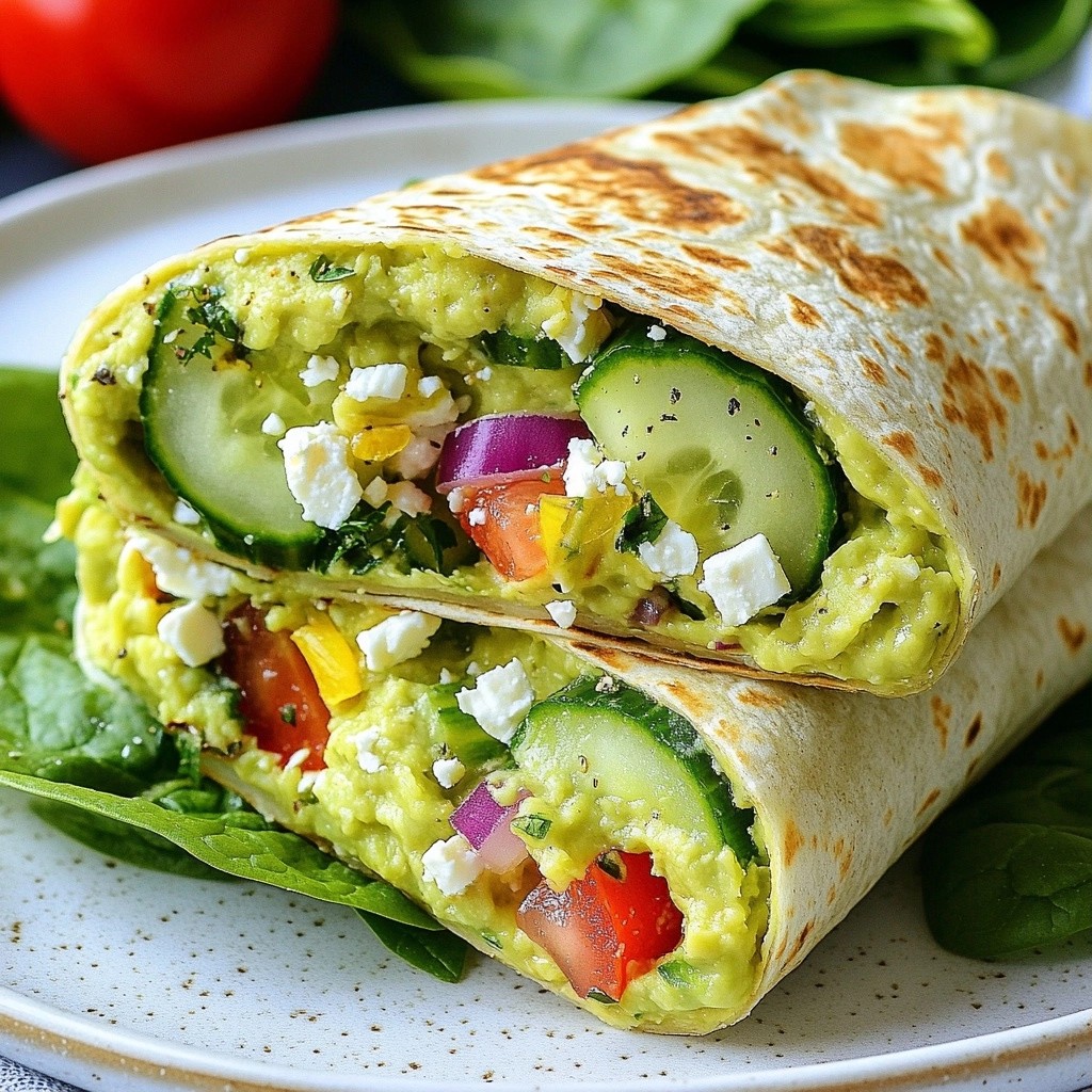 Quick Breakfast Avocado Veggie Mash Wrap Delight